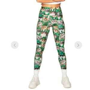 Tipsy Elves St. Patrick's Day Cat Leggings - Women’s Small - NWT